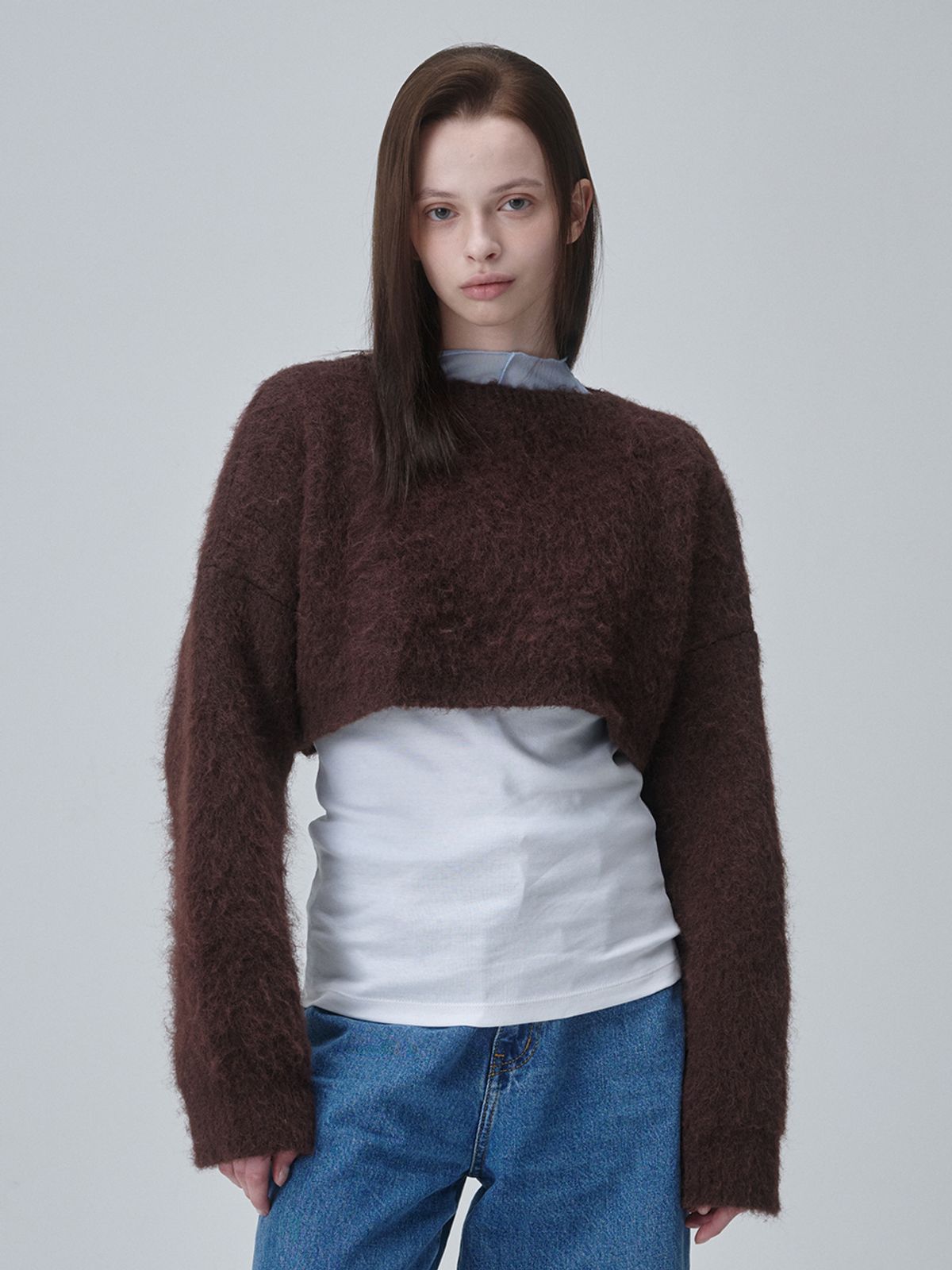 아코크(ACOC) Flow 2-way Crop Knit_Brown