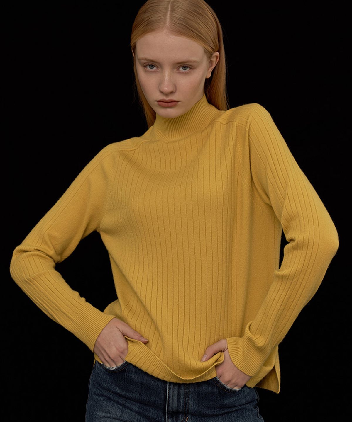 바스카라(VASCARA) Ribbed Half-neck Knitwear (8colors)