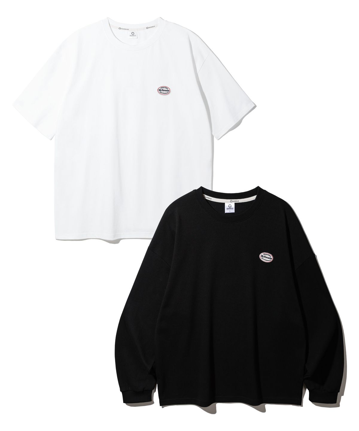 앨빈클로(ALVINCLO) [SET] 와펜 오버핏 긴팔티 반팔티 2종 세트