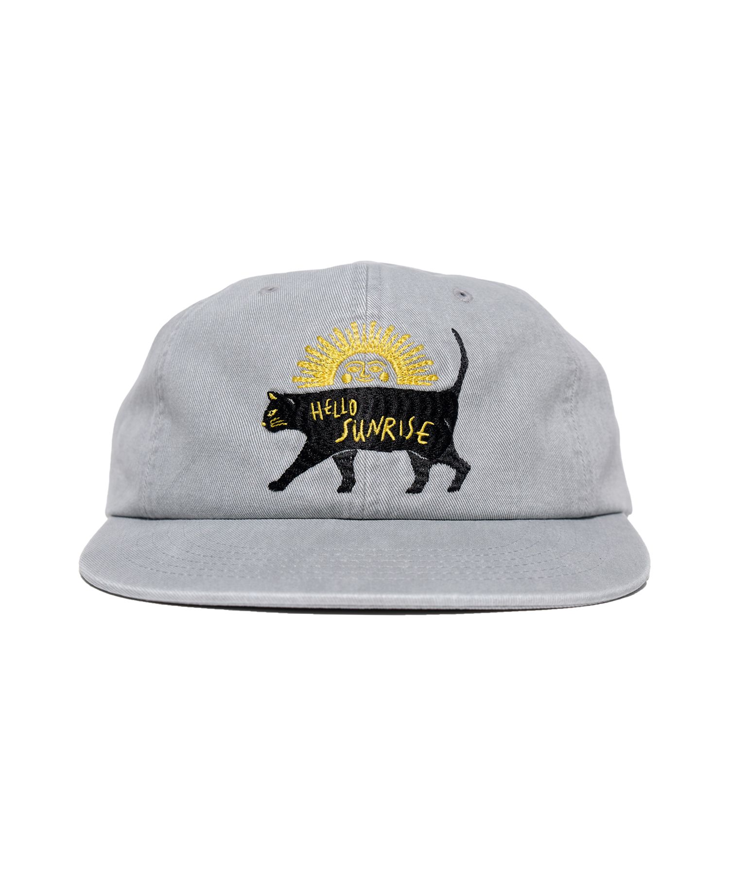 MUSINSA | HELLO SUNRISE Washed VTG Cat Logo 6panel Cap_Light