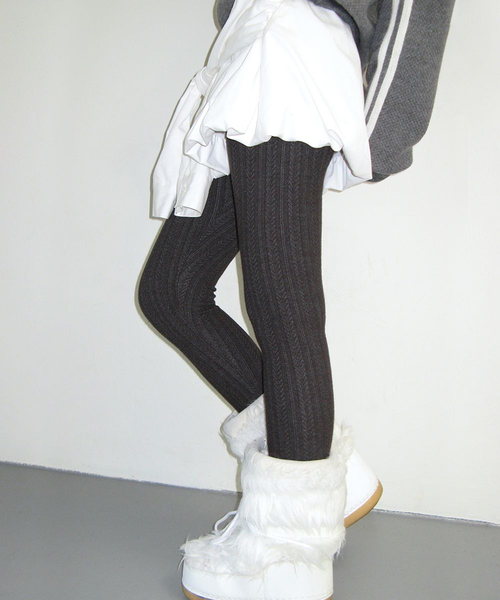 ★CRANK★CABLE KNIT LEGGINGS_CHARCOAL★正規品/韓国直送料込 MUSINSA | CRANK Cable Knit Leggings_Charcoal