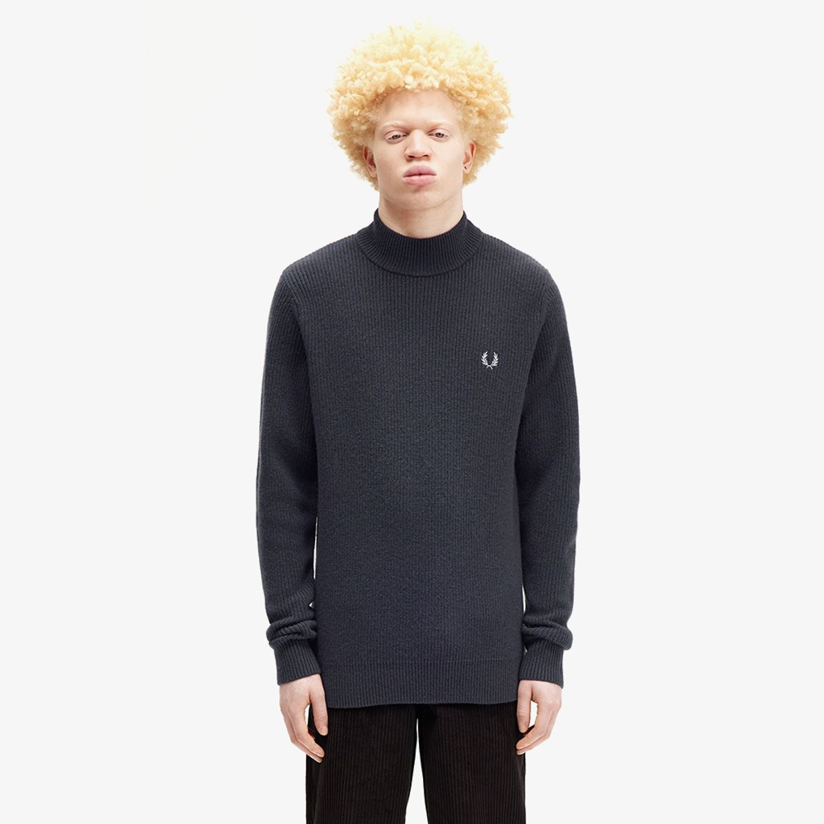 프레드페리(FRED PERRY) [Sharp] 램스울 모크넥 니트 - 앵커그레이 AFPM2438560-297