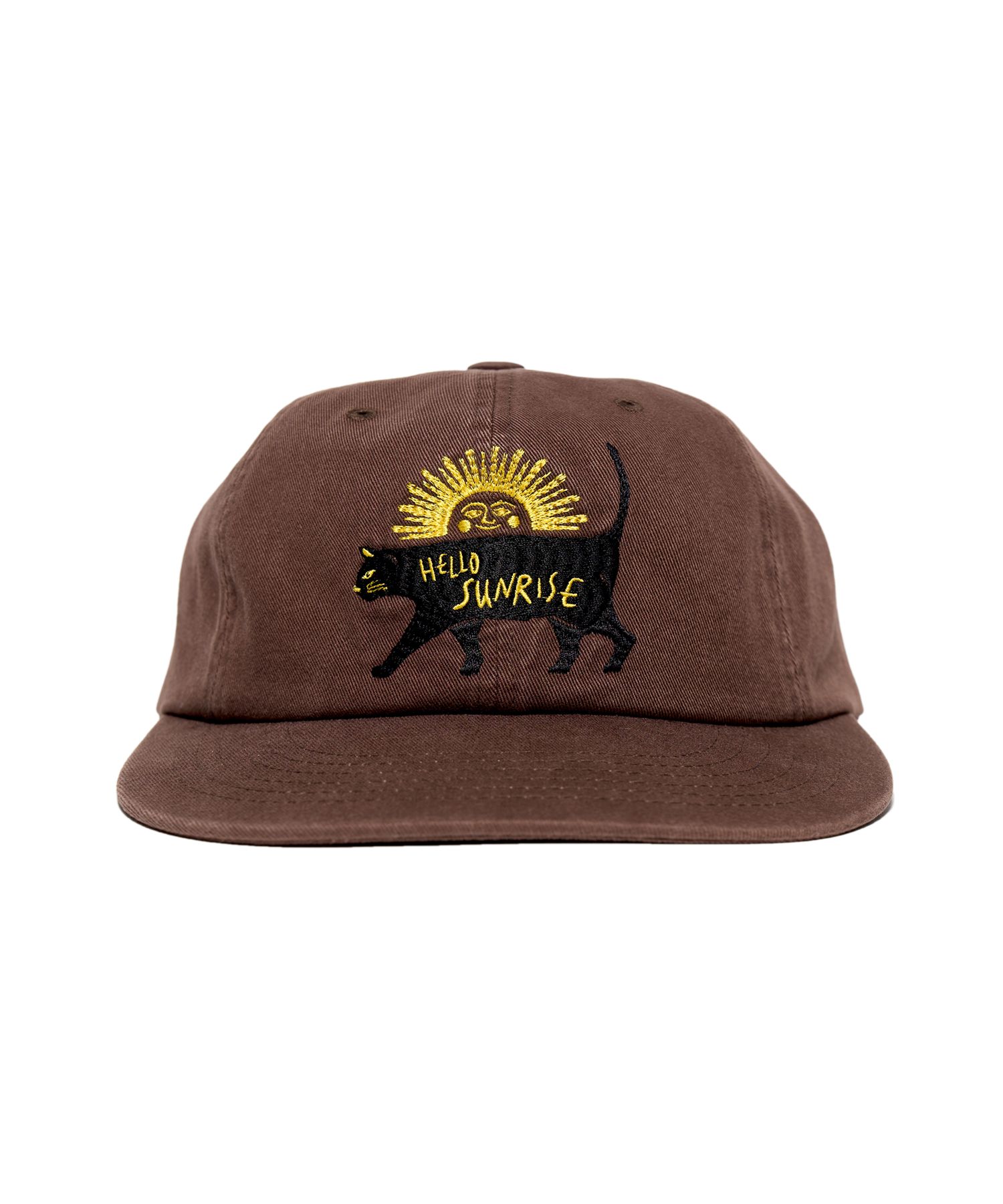 HELLO■Washed Sunrise Cat Logo 6Panel Cap ■送料込 MUSINSA公式 | HELLO SUNRISE Washed VTG Cat Logo 6panel Cap_Brown