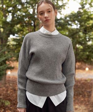 Ribbed Round neck Knitwear (5colors)