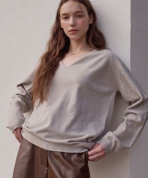 Oversized Fit V-Neck Long Sleeve Knitwear (5colors)