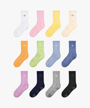 애슬레틱 양면 논슬립 쿠션 크루 러닝삭스 [12color]