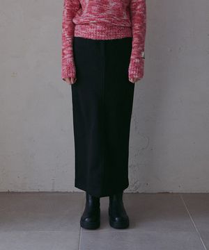 스웨이드 스판 펜슬 스커트-블랙