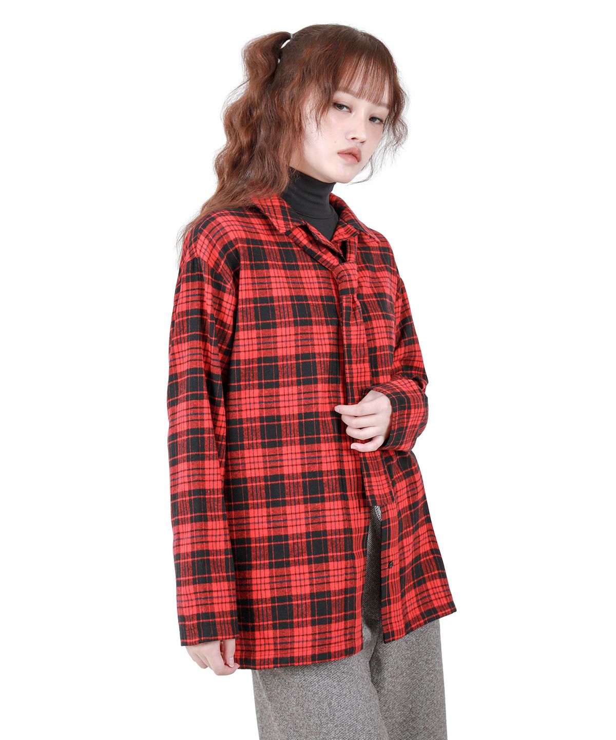 카타르시스(KATHARSIS) 체크 타이 셔츠 레드 ONE SIZE