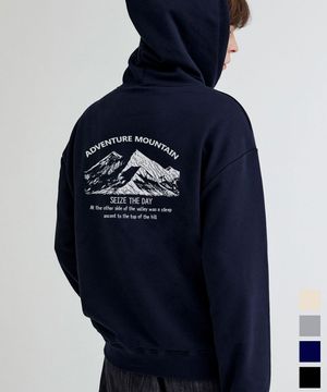 마운틴 오버핏 프린팅 후드티