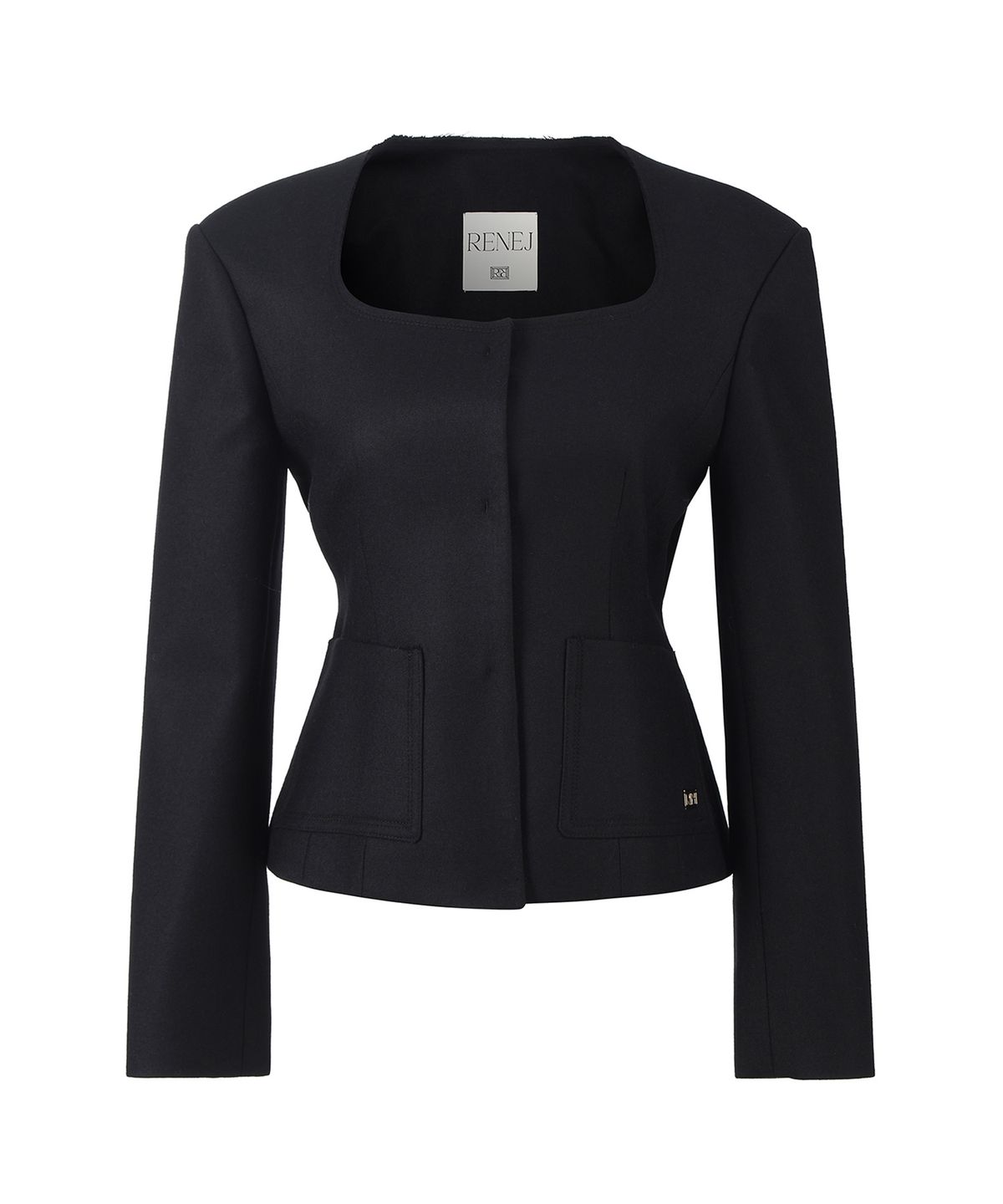 르네제이(RENEJ) Euro square-neck ribbon Jacket-BLACK