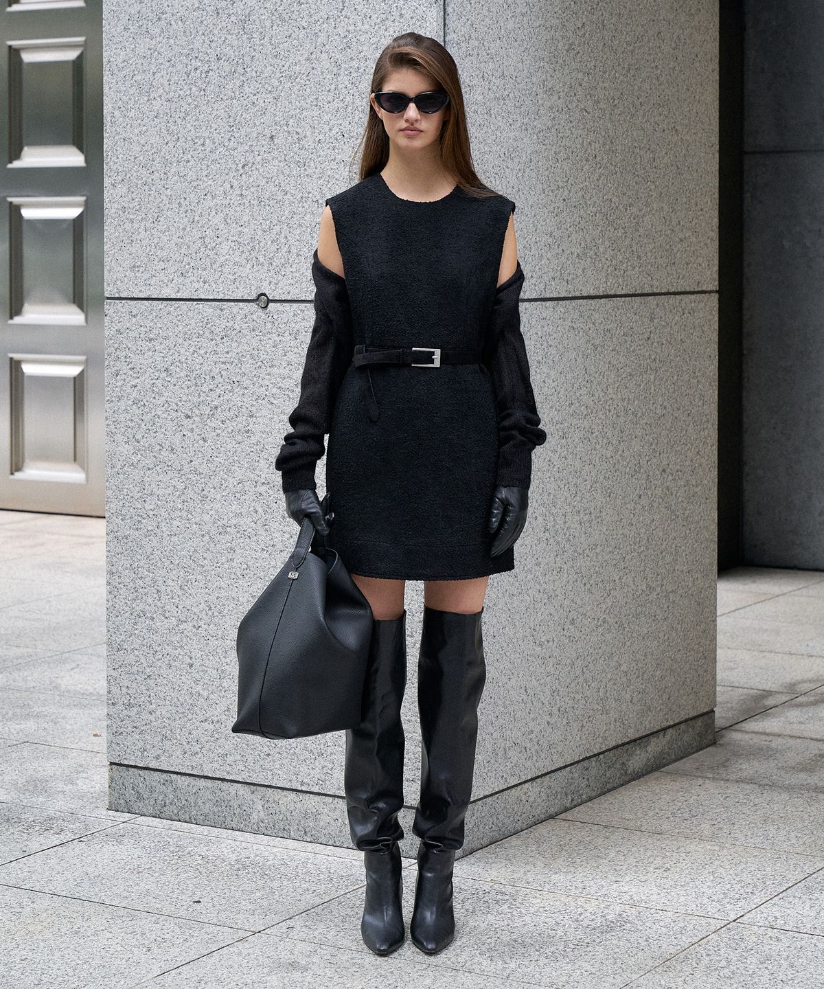 르네제이(RENEJ) BOBO Round Tweed Mini Dress