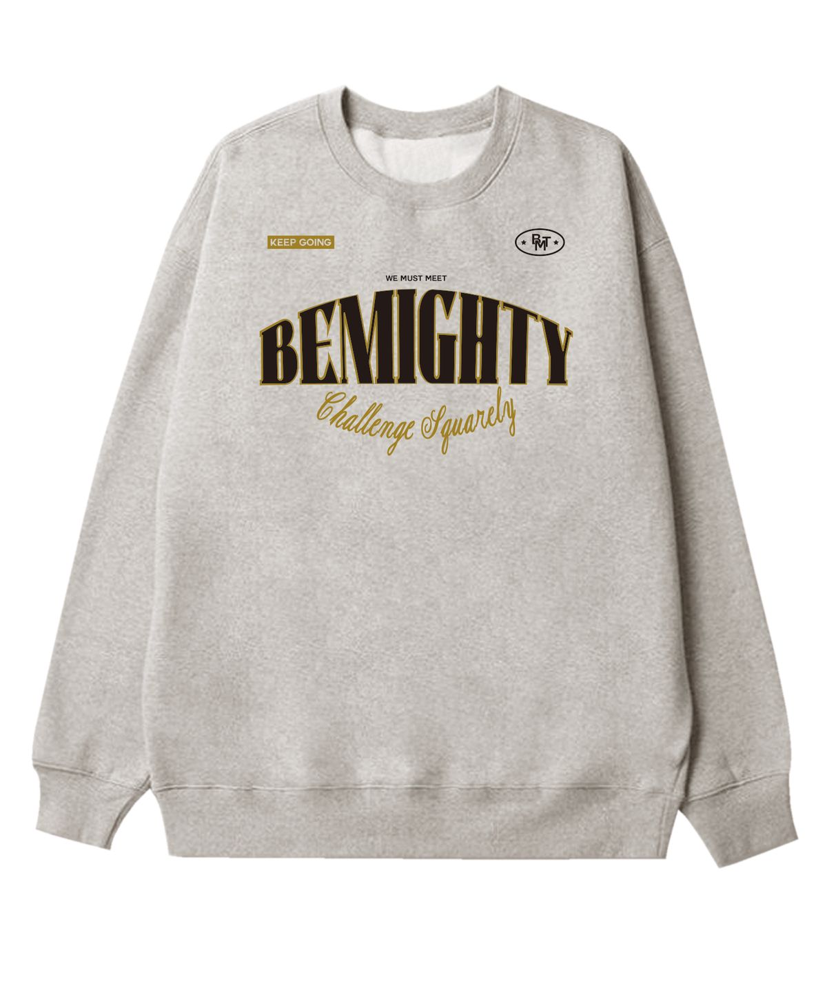 비마이티(BEMIGHTY) 챌린지 로고 기모 오버핏 맨투맨 [오트밀]