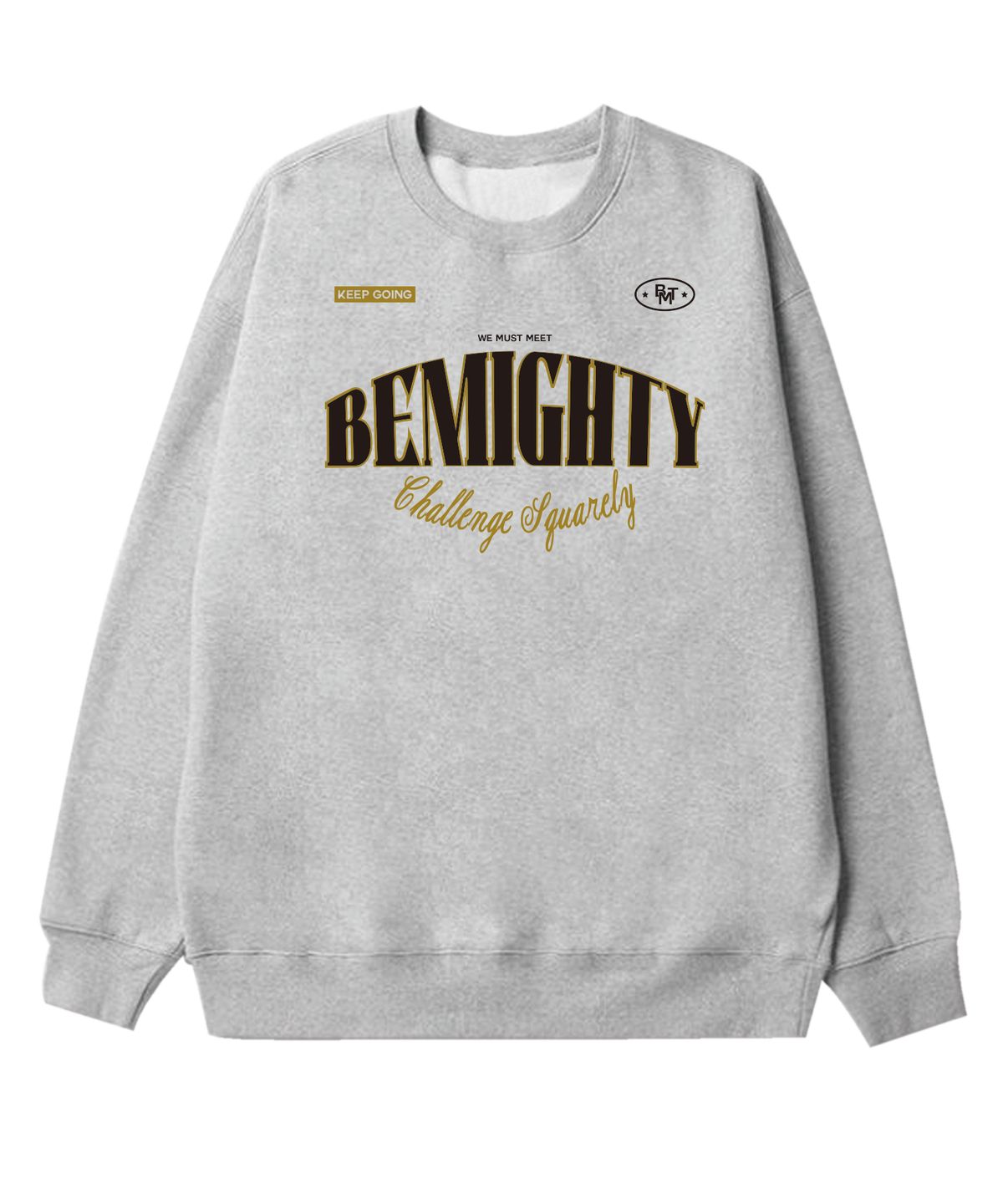 비마이티(BEMIGHTY) 챌린지 로고 기모 오버핏 맨투맨 [그레이]