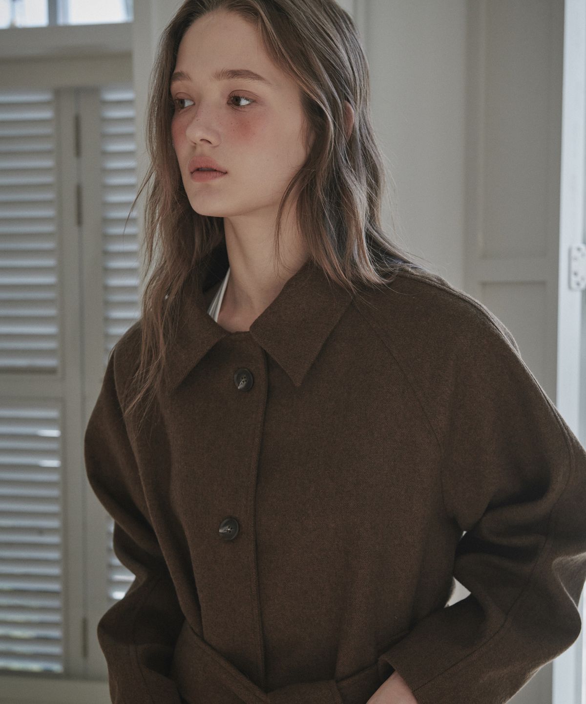 마우솔레움(MAU SOLEUM) Gemma Wool Half Coat - Brown