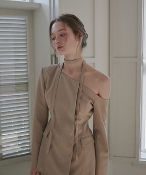 Emma String Off Shoulder Jacket - Beige