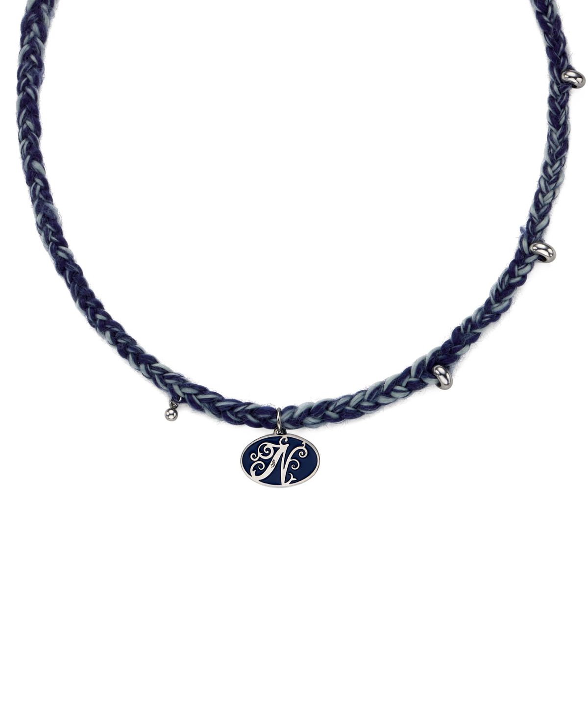 엔프프(NFF) braided charm necklace-blue