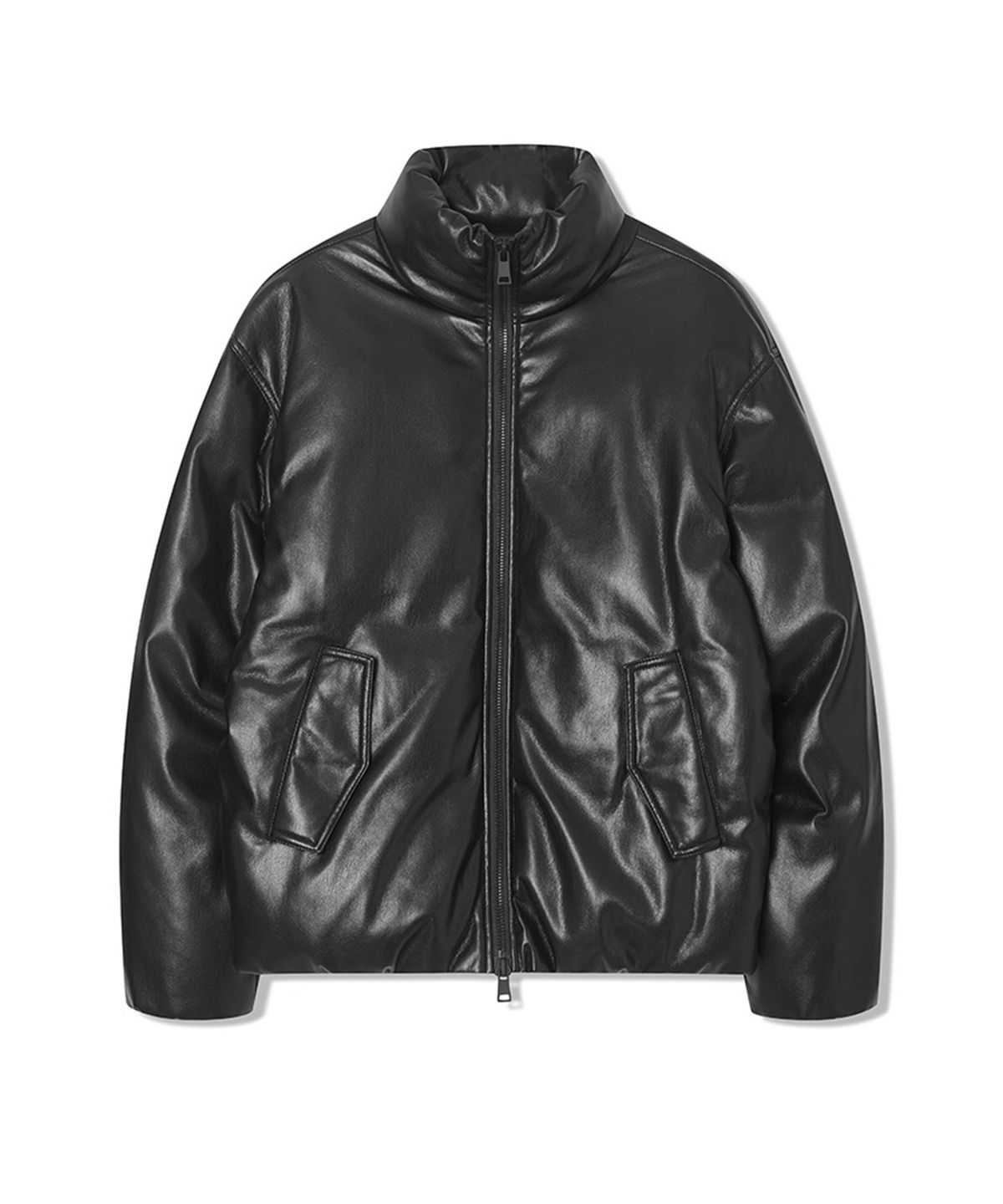 애드호크(ADHOC) 남성 인조가죽 심플 패딩 점퍼 (BLACK) (HAALE01)