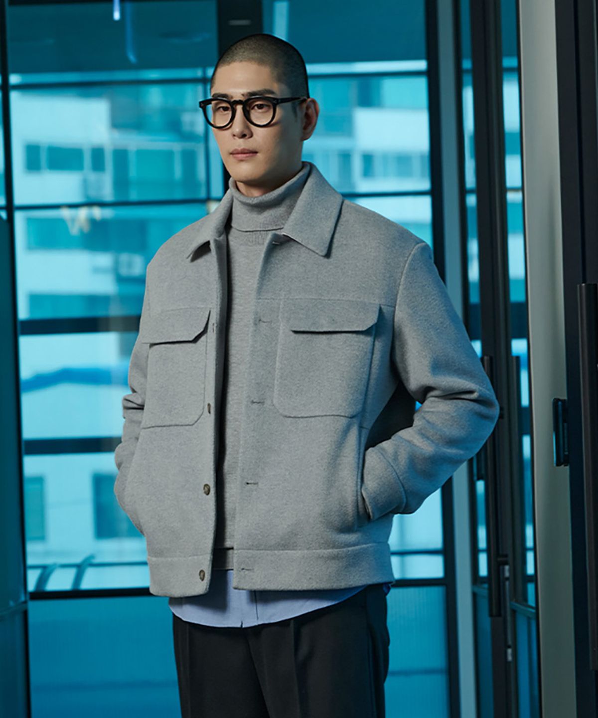 애드호크(ADHOC) 남성 모직 라이크 아웃 포켓 트러커 재킷 (L-M-GREY) (HAAUJ30)