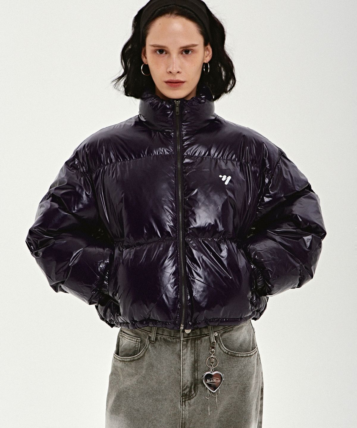 닉앤니콜(NICK&NICOLE) SHINE CROP PUFFER PADDING_NAVY