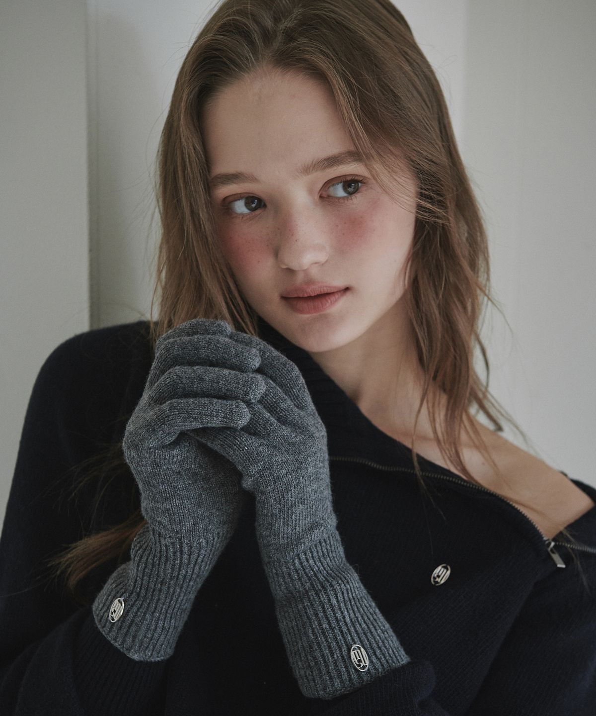 마우솔레움(MAU SOLEUM) Wool Knit Gloves - Grey