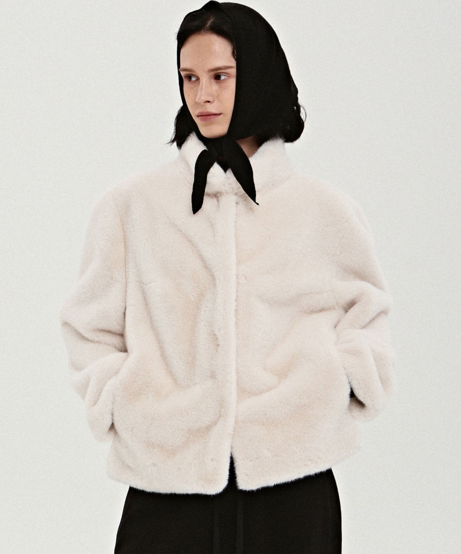 【NICK&NICOLE】HIGH NECK SOFT FUR JACKET NICK&NICOLE】HIGH NECK SOFT FUR JACKET