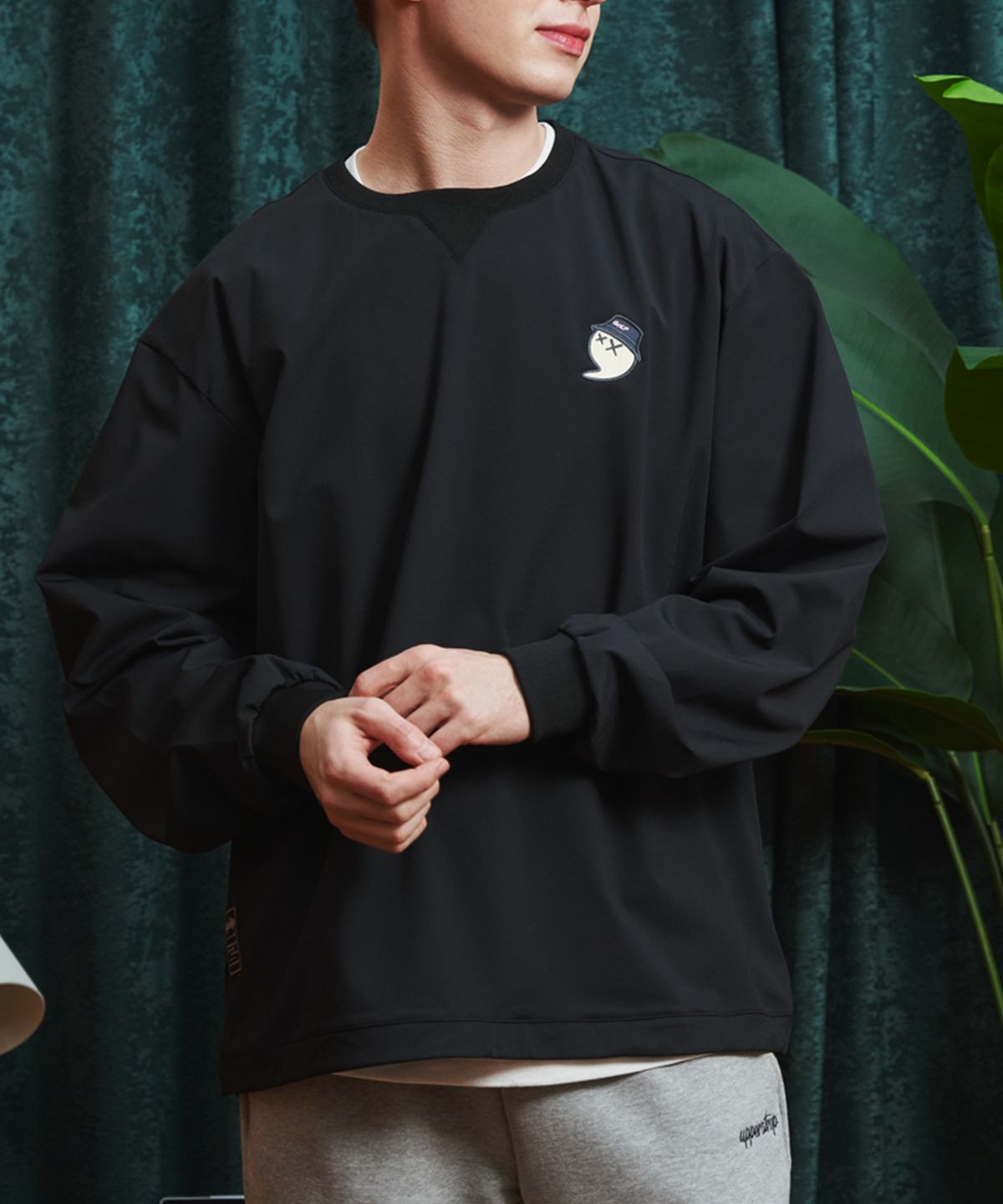 어퍼스트롭 골프(UPPERSTROP GOLF) [UP3148] UPST GOLF 콤마 라운드 우븐 풀오버 블랙