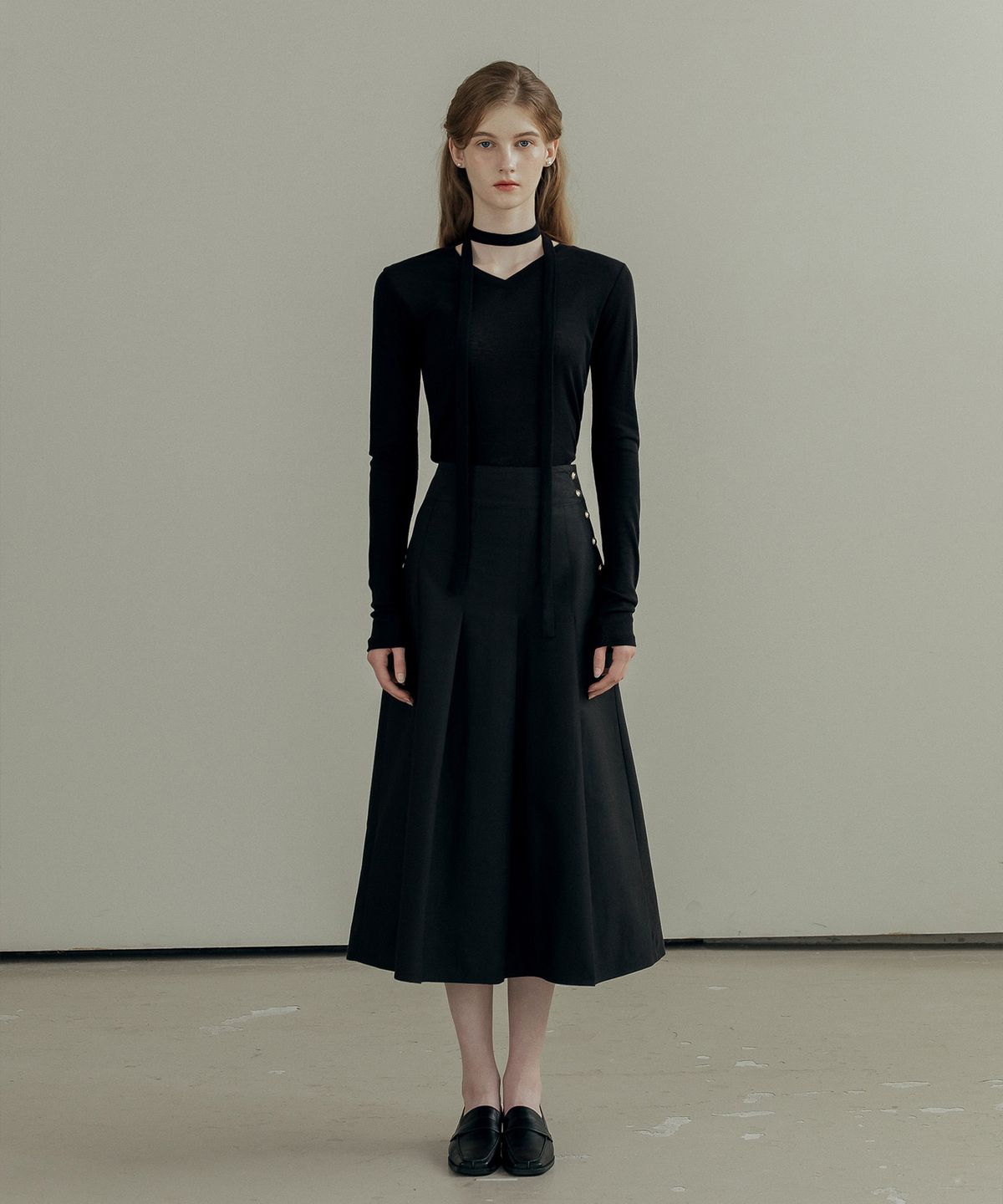 메이버유(MAYVERU) Noosa Pleats Cotton Skirt _ Black