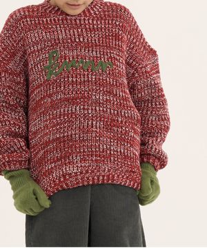 Paul 컬러믹스 니트 맨투맨 레드