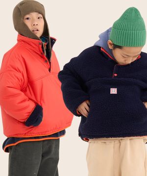 ROCK 오버사이즈 스냅 주니어 아노락 리버시블 패딩 오렌지