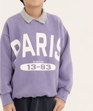 프렌치 원더 카라 양기모 맨투맨 퍼플