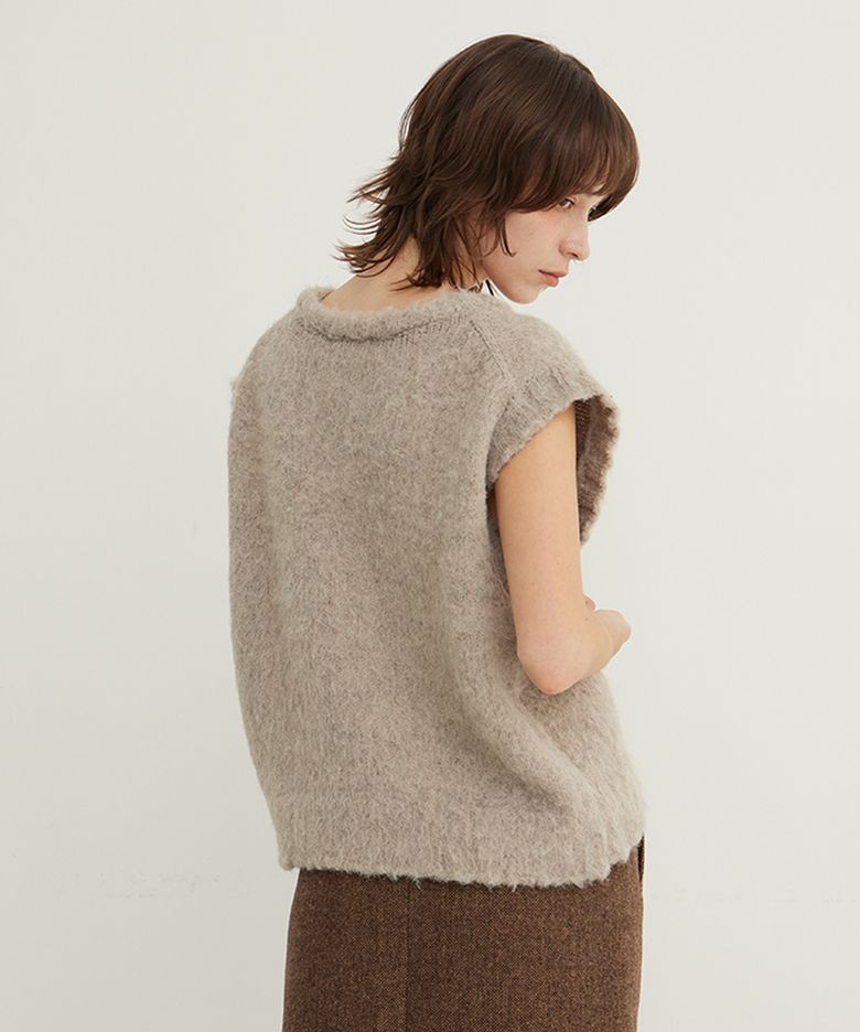 Brushed Knit Vest_SAND STONE