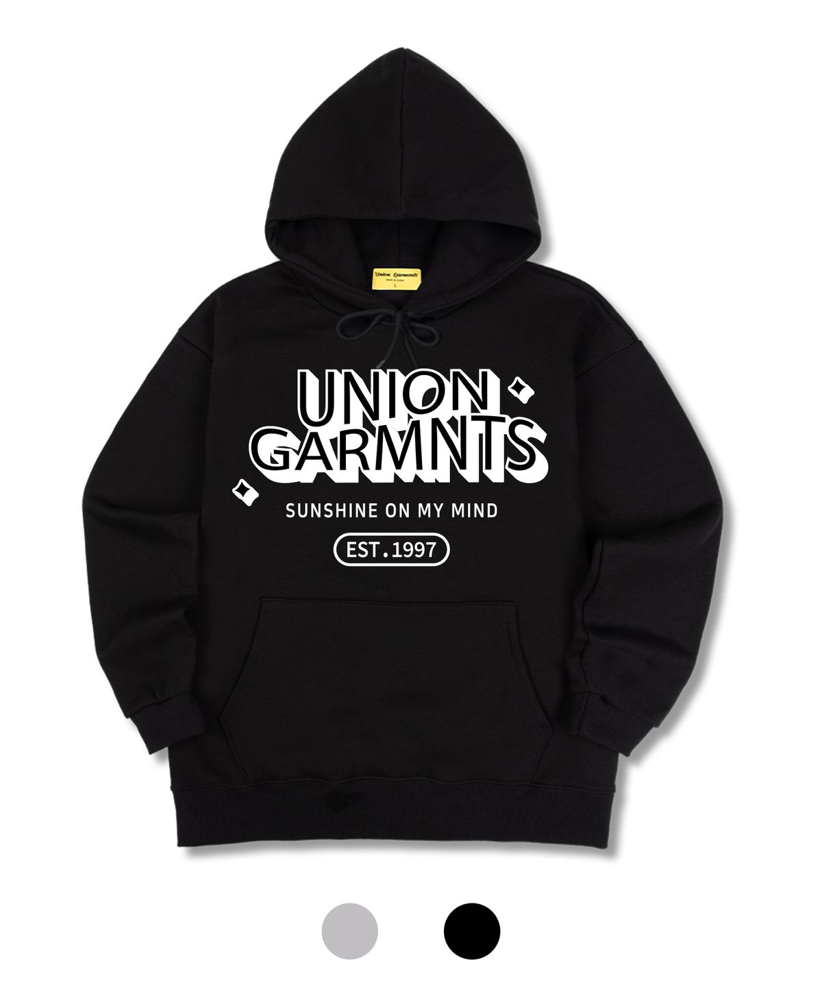 유니온가먼츠(UNION GARMENTS) 선샤인로고 하드쭈리 오버핏 후드티셔츠