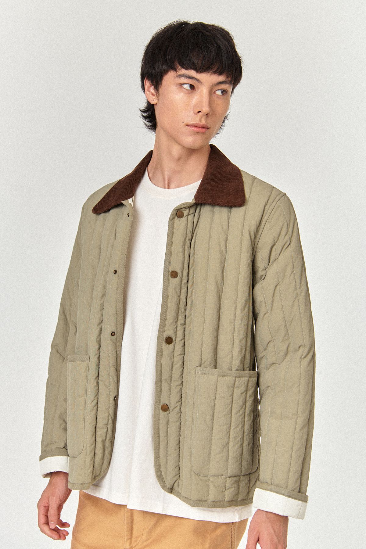 르몽생미셸(LE MONT ST MICHEL) MASSIO - PADDED CLASSIC JACKET_Light khaki