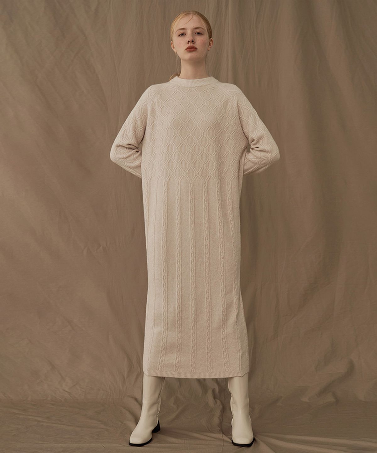 바스카라(VASCARA) DIA Cable Long Knit One-piece (3colors)