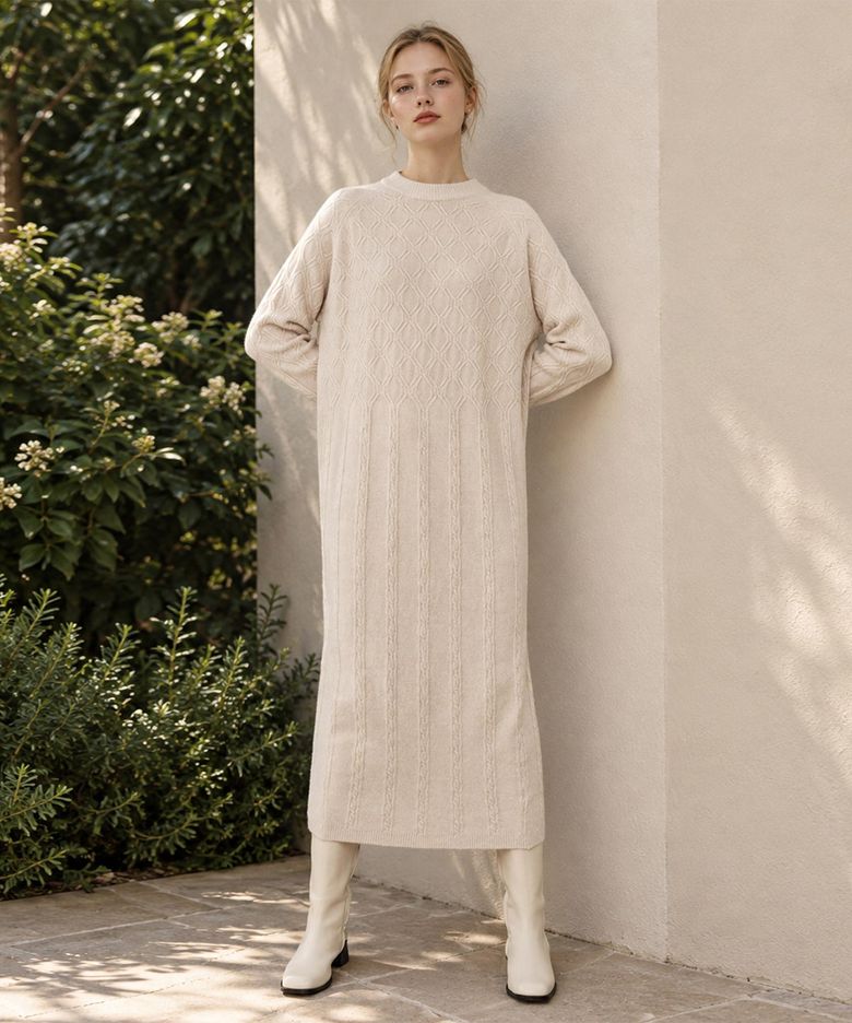 DIA Cable Long Knit One-piece (3colors)