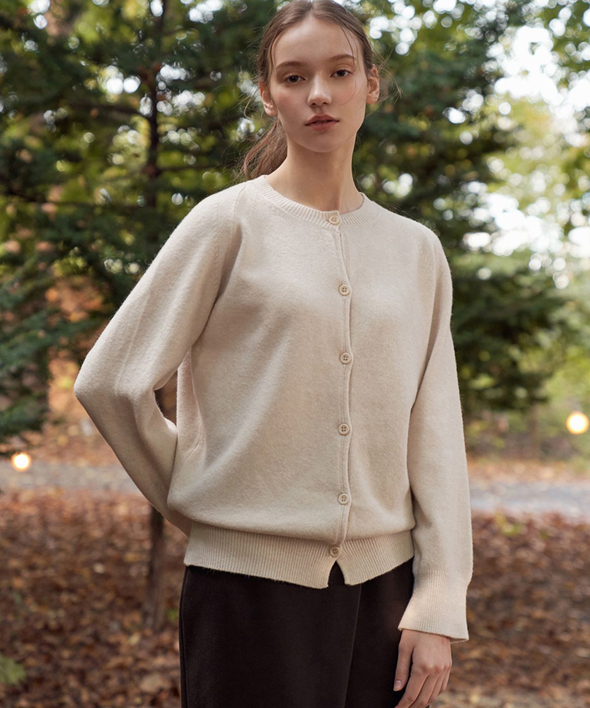 바스카라(VASCARA) Round neck Button Knit Cardigan (4colors)