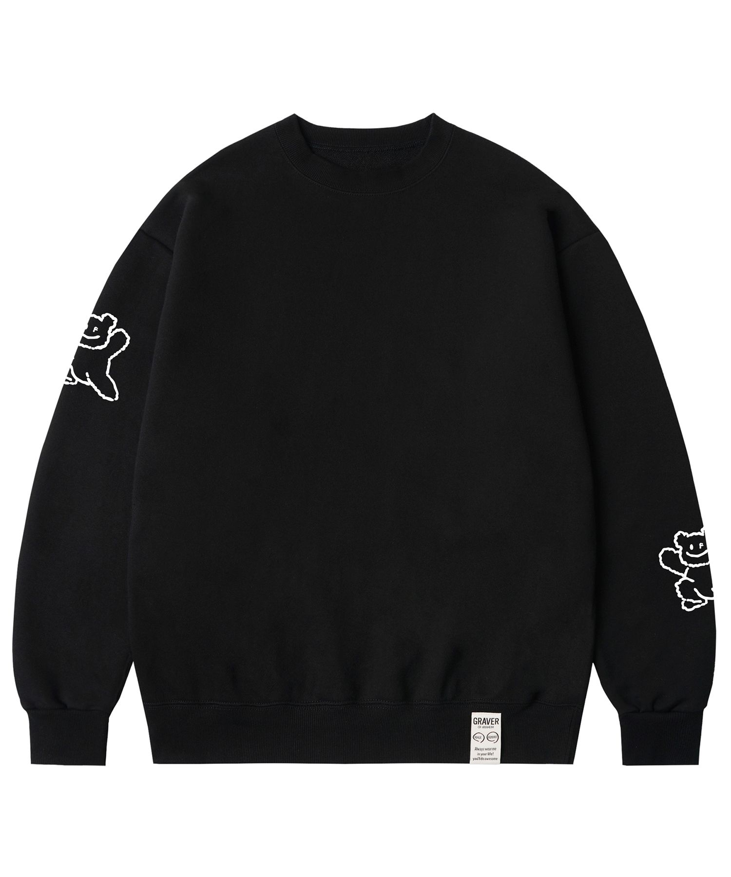 MUSINSA | GRAVER [UNISEX]Multi-line Bear Smile Man to Man_Black