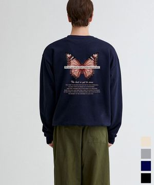 나비 프린팅 오버핏 맨투맨 4color