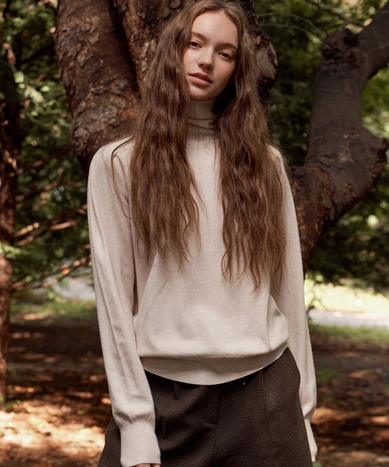 Puff Sleeve Turtleneck Knitwear  (4colors)