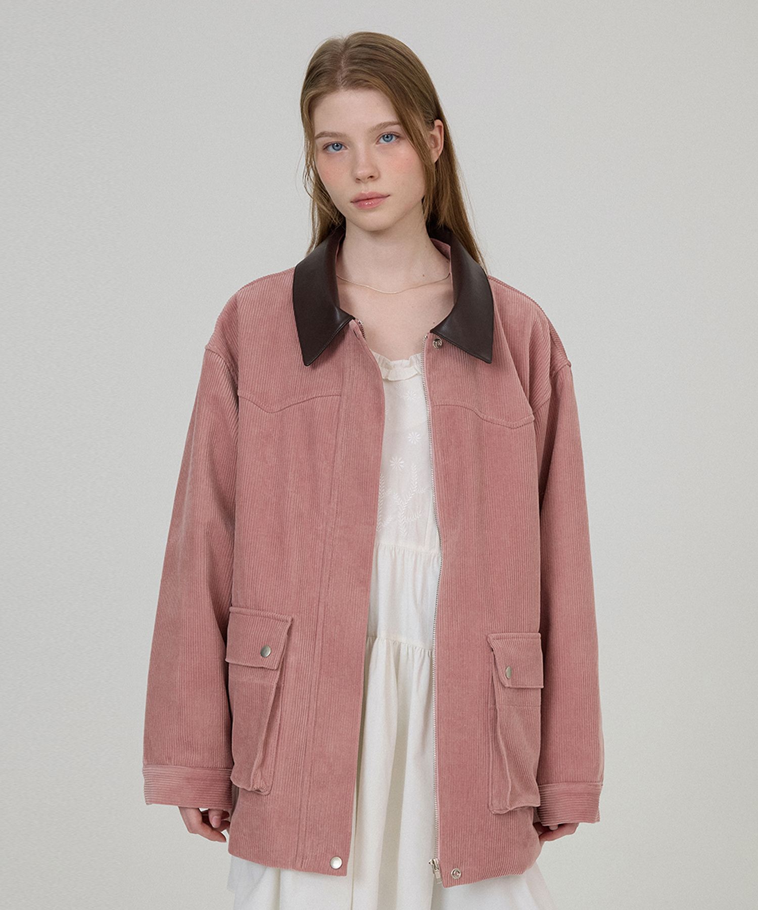 MUSINSA | SOMEWHEREBUTTER Besto Corduroy Work Jacket - Pink