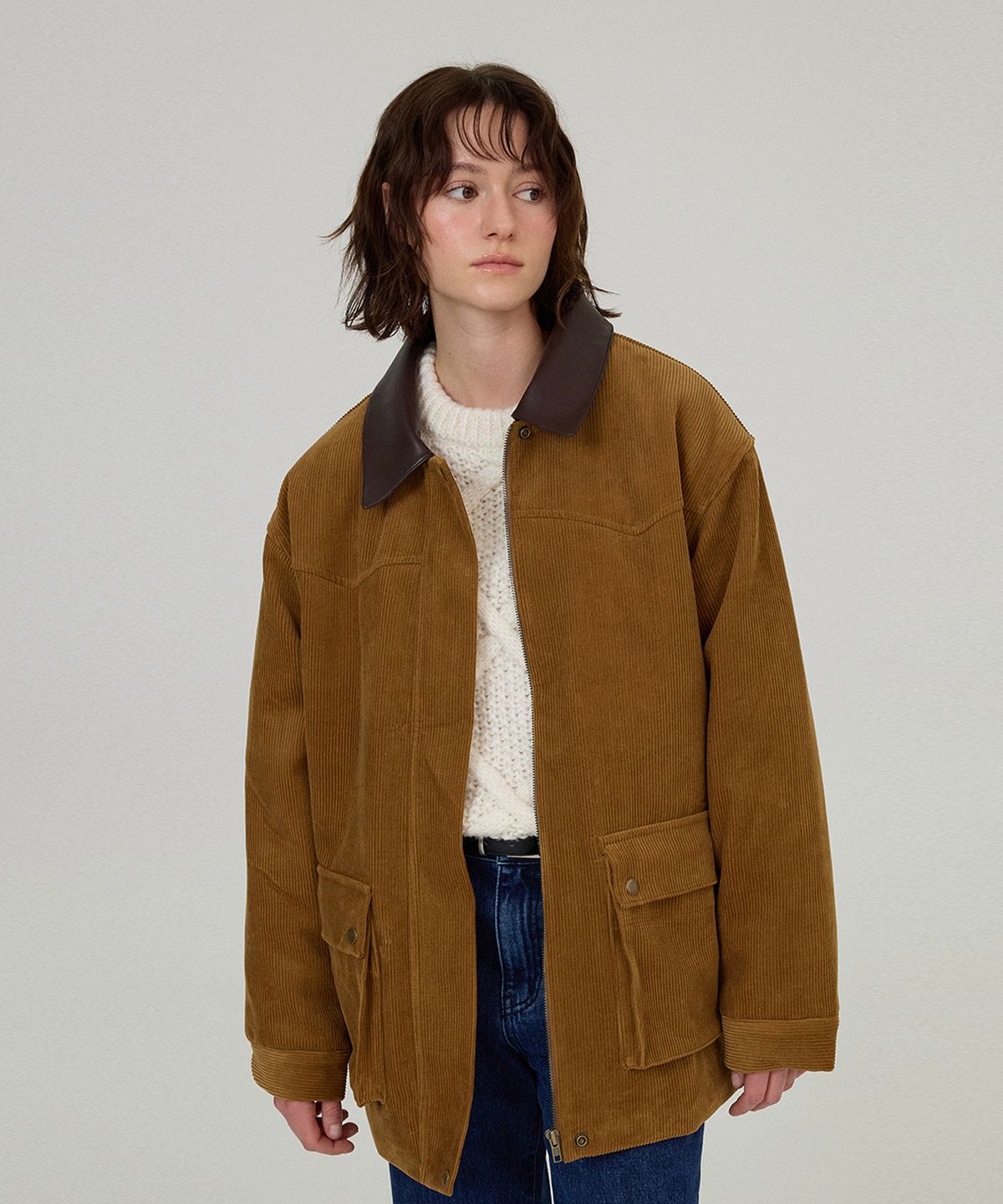 썸웨어버터(SOMEWHEREBUTTER) Besto Corduroy Work Jacket - Camel