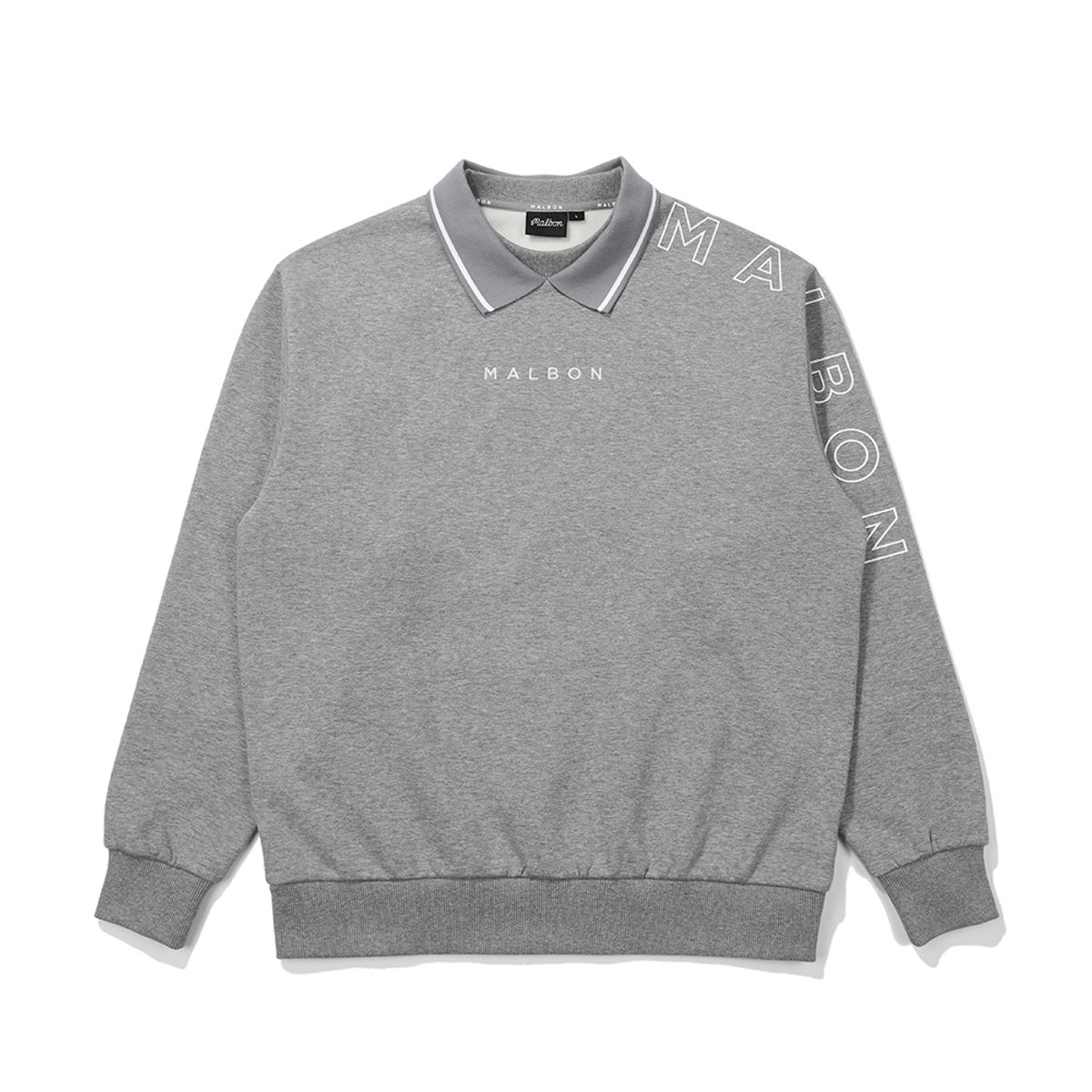 말본 골프(MALBON GOLF) 말본 스크립트 기모 맨투맨 MELANGE GRAY (MAN)