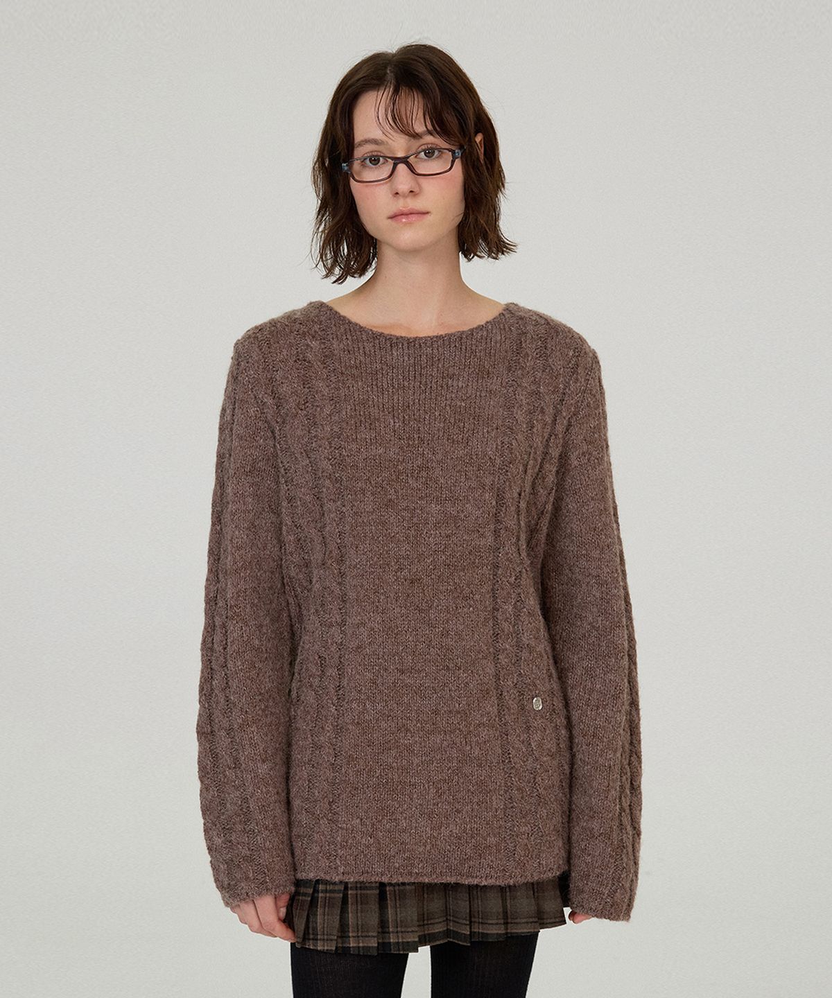 썸웨어버터(SOMEWHEREBUTTER) Some Cable Long Sleeve Knit - Brown