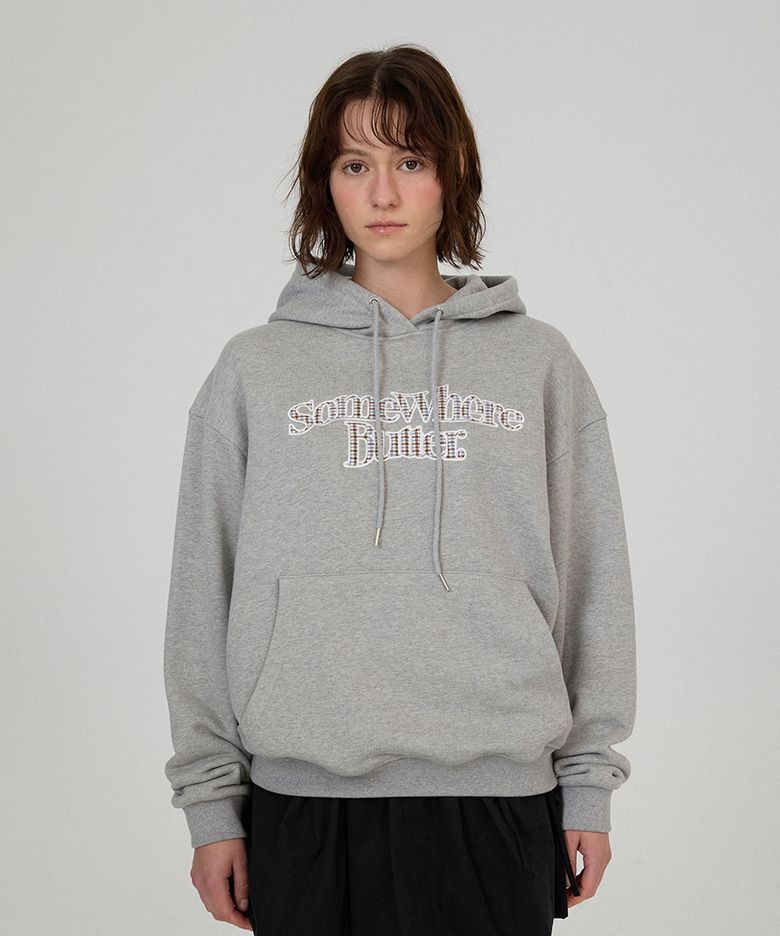 Check Wave Logo Hoodie - Grey