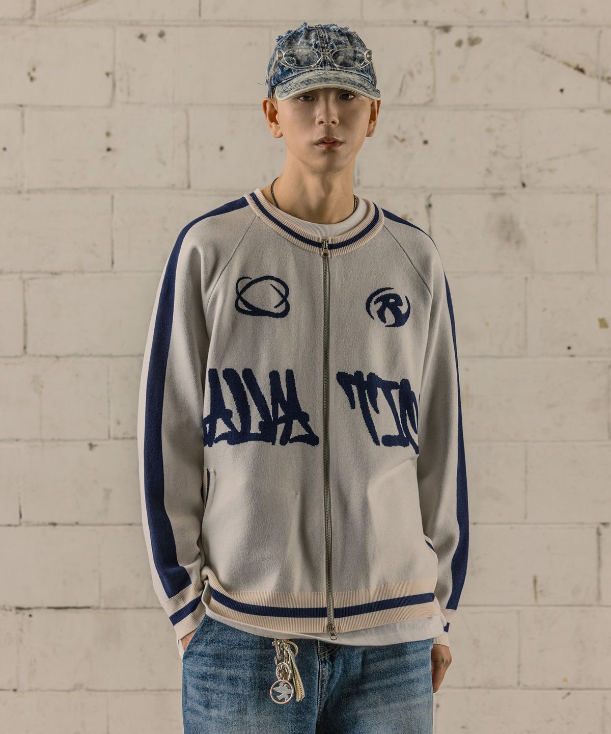 버닝카포네(BURNING CAPONE) BC Salvation Knit Zip-Up 아이보리