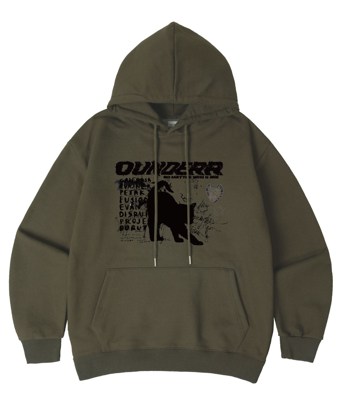오언더알(OUNDERR) [기모선택] 모노 컬렉션 캣 오버핏 후드 티셔츠 9 COLORS