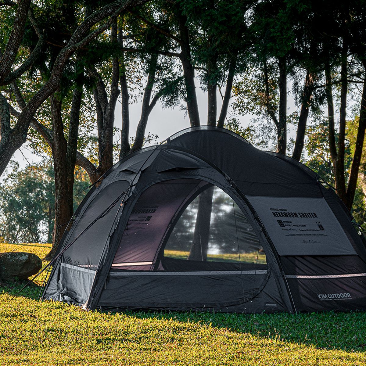 케이지엠 아웃도어(KZM OUTDOOR) 헥사움 쉘터 텐트 캠핑 돔텐트 3개 폴대 간편설치 개방감 경량