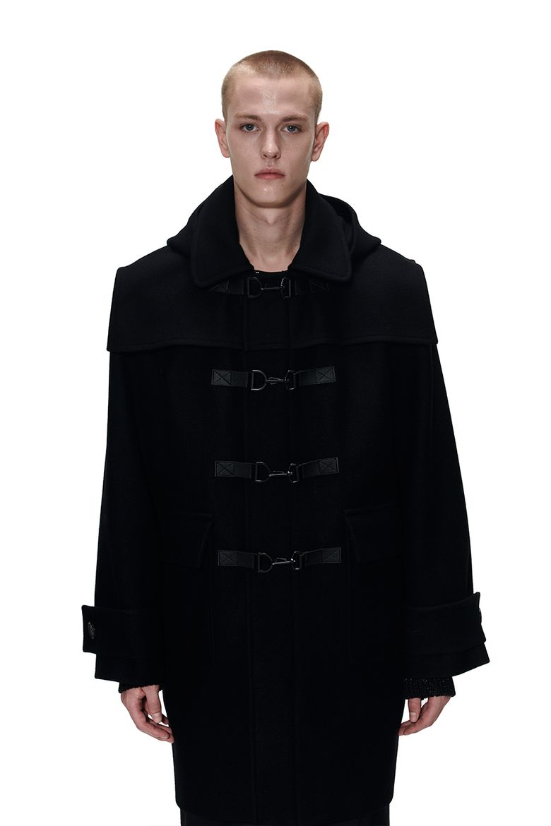 DUFFLE HOOD COAT - BLACK