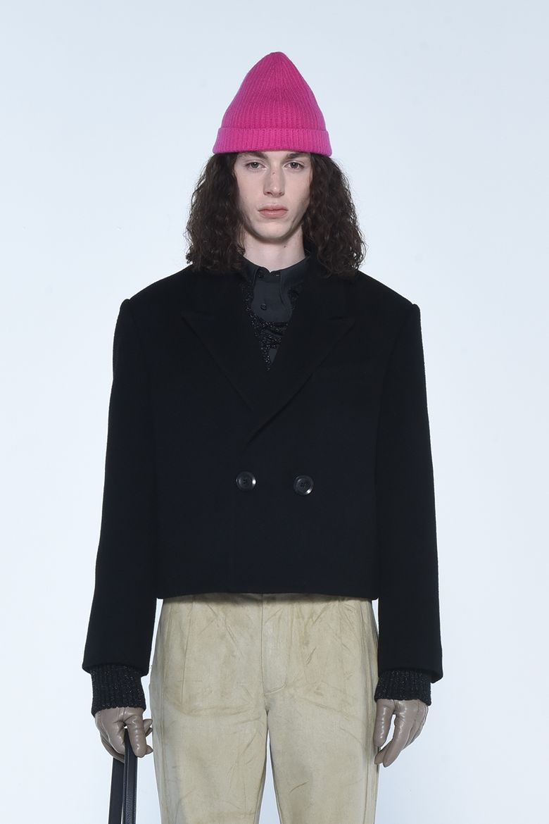 DOUBLE BREASTED CROPPED WOOL COAT