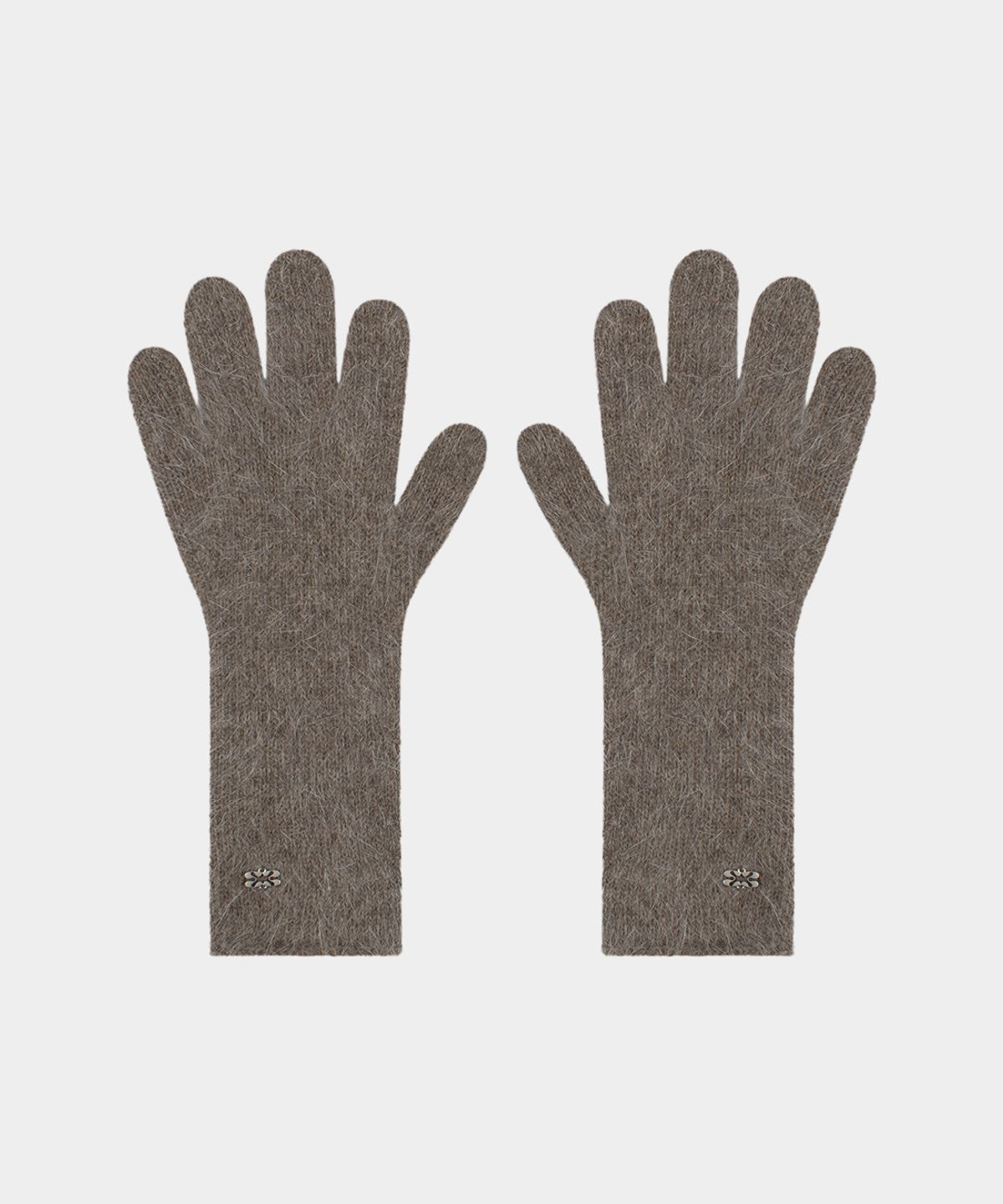 키시닝(KISYNING) Angora Finger Hole Long Gloves (Kakhi gray)